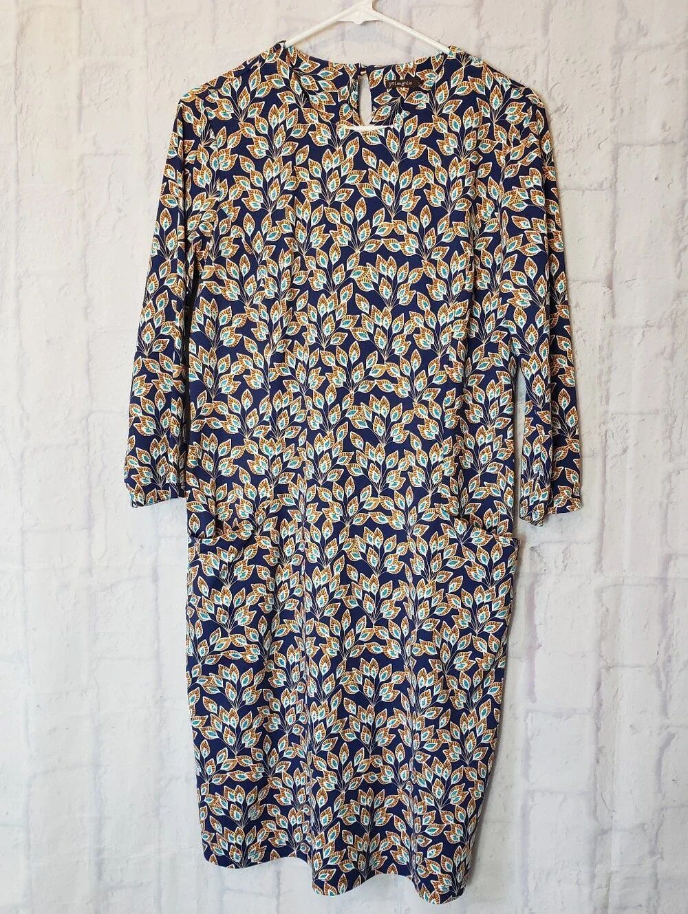 J. MCLAUGHLIN Catalina Cloth Sheath Leaf Print Dress Large